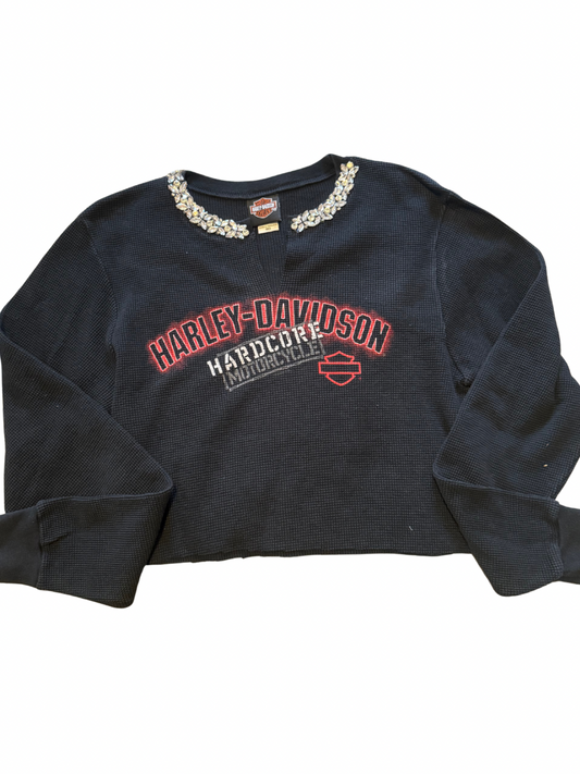 Cropped waffle long sleeve